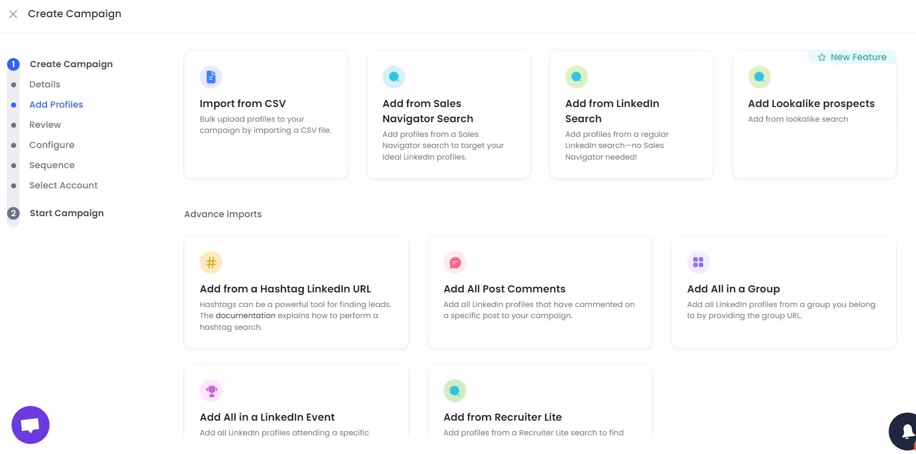 Import prospect lists options in SalesRobot