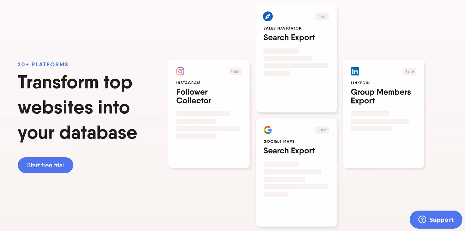 Phantombuster data scraping features