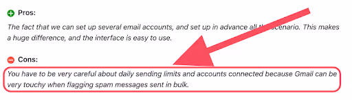 Negative review of Mailshake's deliverability for bulk emails