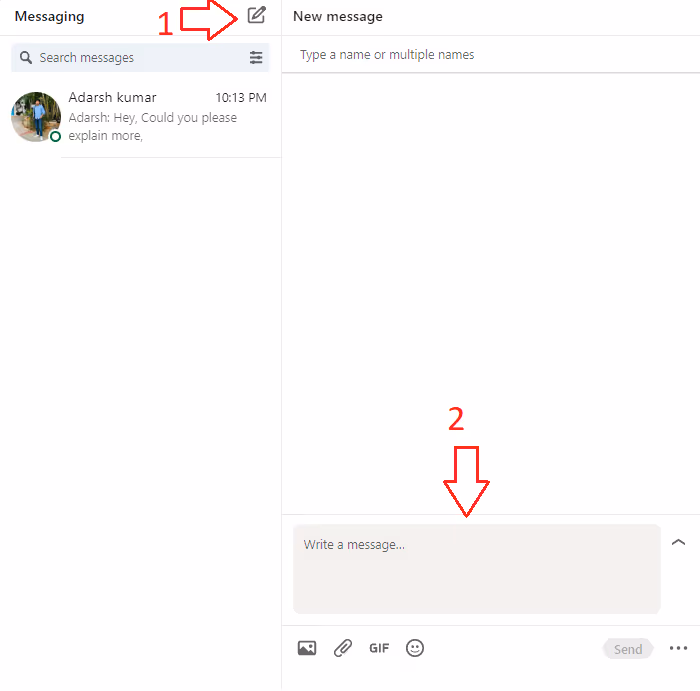 Sending a new message on LinkedIn
