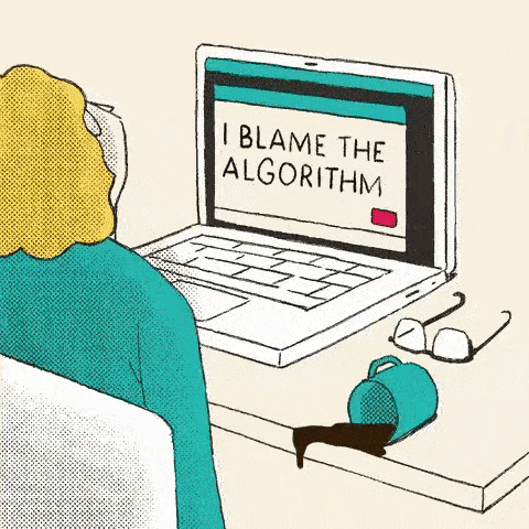 a woman frustrated over algorithm