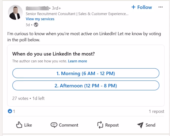 An example of LinkedIn poll from a real user.