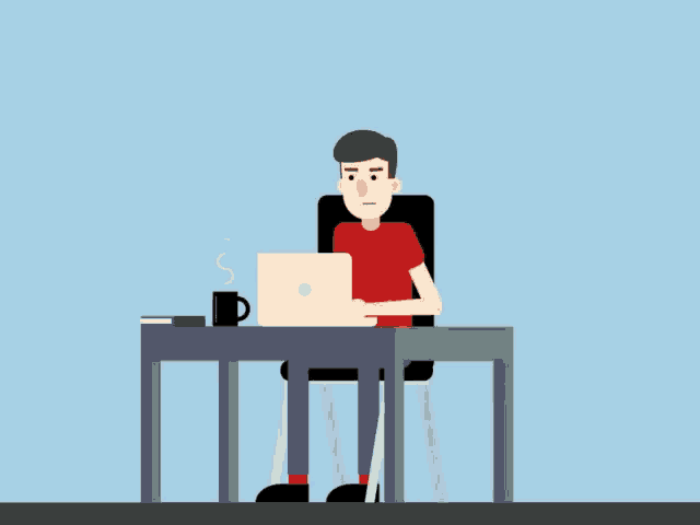 A man working on laptop.