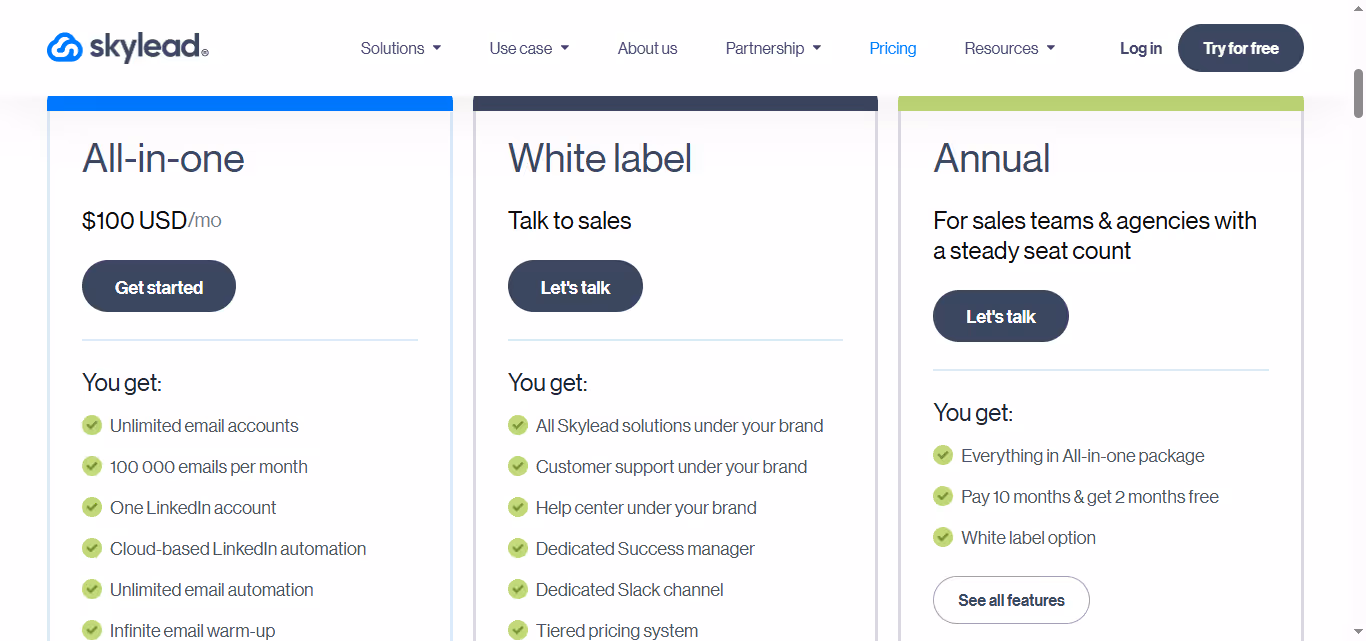 skylead pricing plan