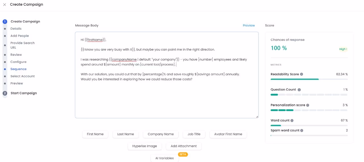AI Variables in SalesRobot