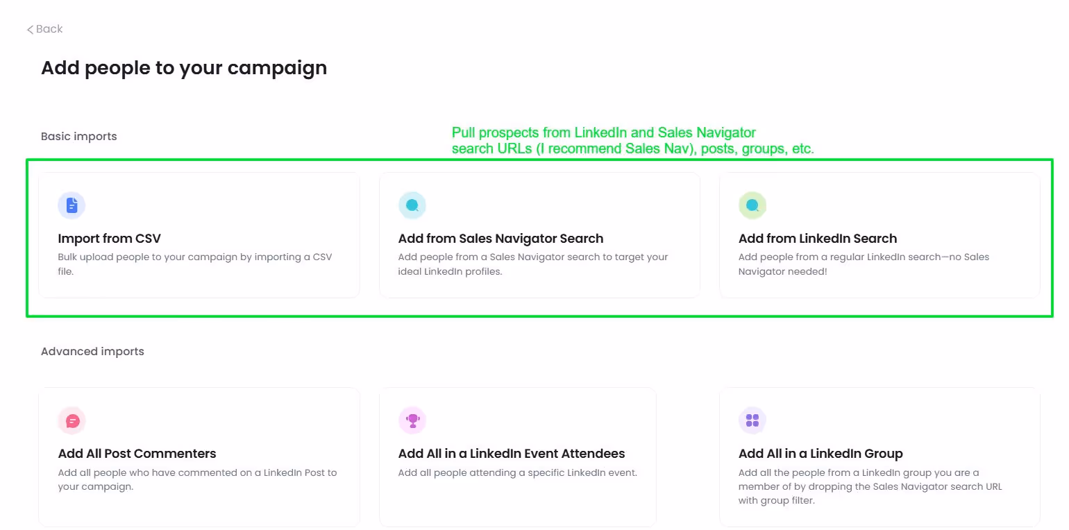 prospect pull options in SalesRobot