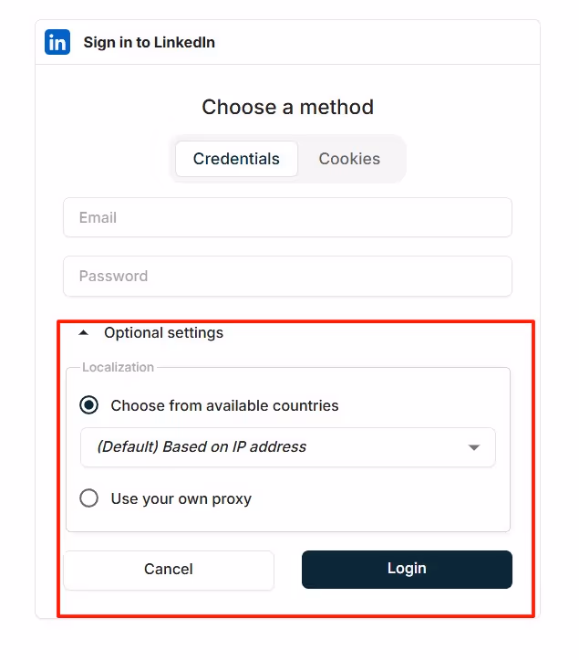 Configure proxy settings