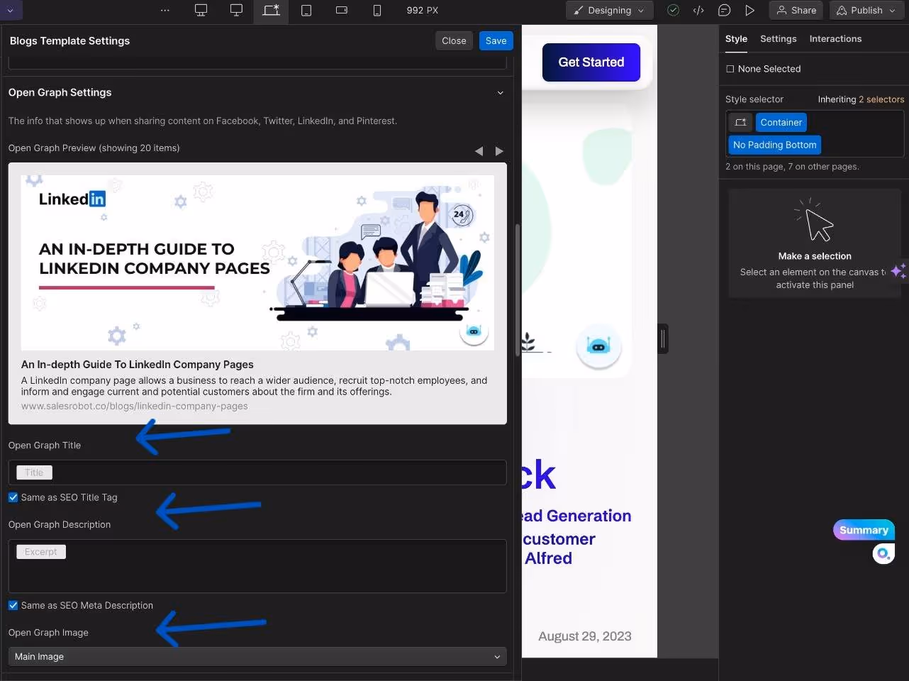 Open graph meta tags on Webflow.
