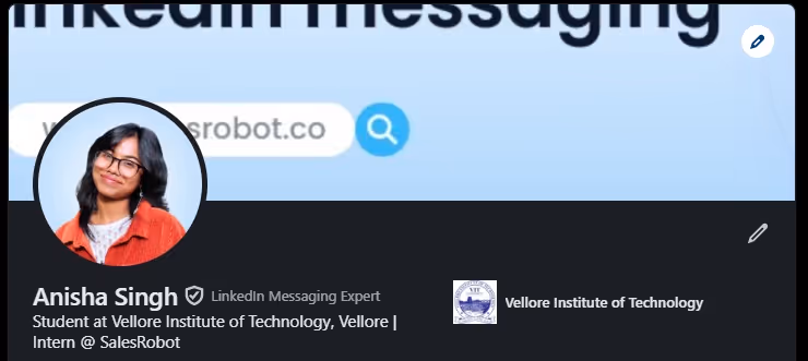 Anisha Singh LinkedIn profile, close up