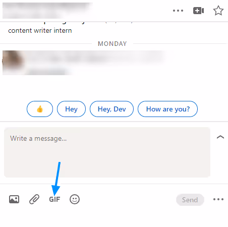 GIF option in LinkedIn DMs.