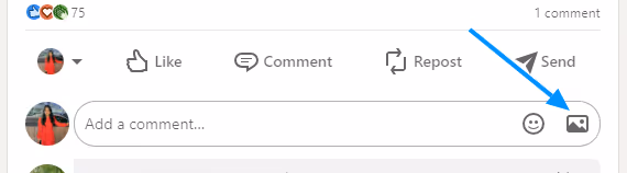 Image icon in the comment section on LinkedIn.