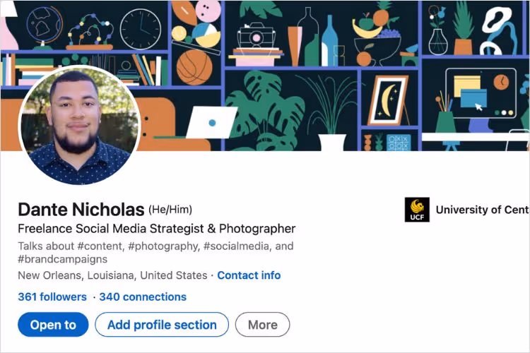 Abstract icons on LinkedIn profile banner
