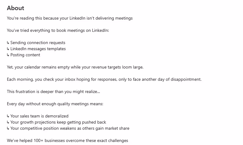 About section in LinkedIn profile