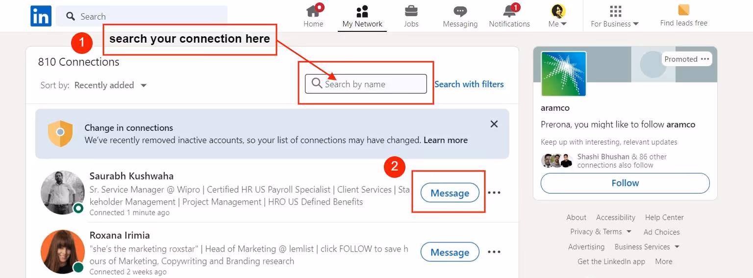 Step-by-step guide on how to write a thank you message to a connection.