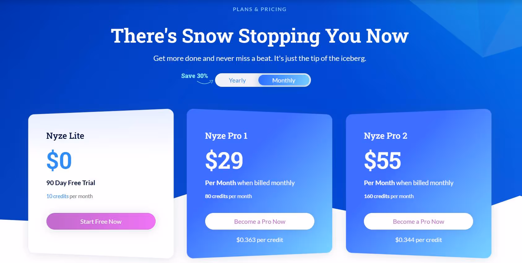 Datanyze pricing plans with different features and costs.