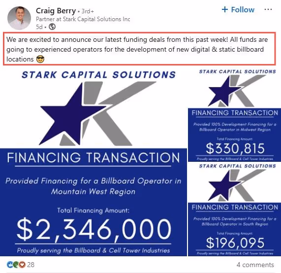 Stark Capital Solutions funding deals