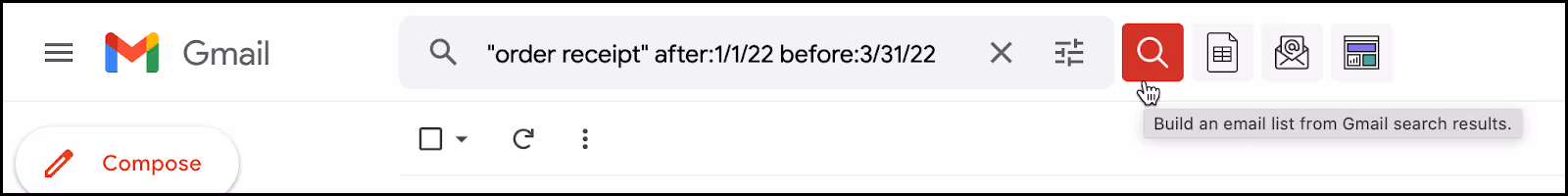 Building an email list from Gmail search results.