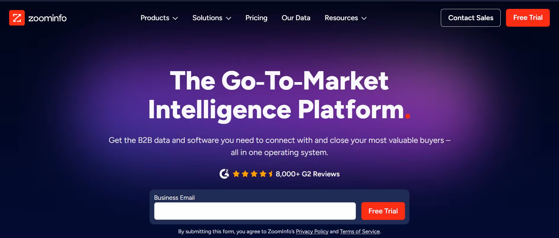 ZoomInfo homepage: The Go-To-Market Intelligence Platform