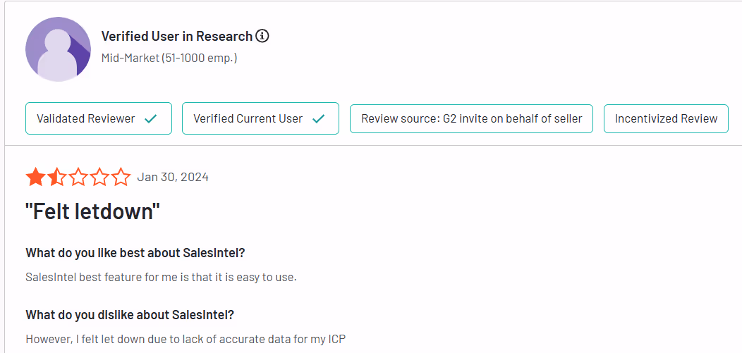 SalesIntel review by Aaron D.