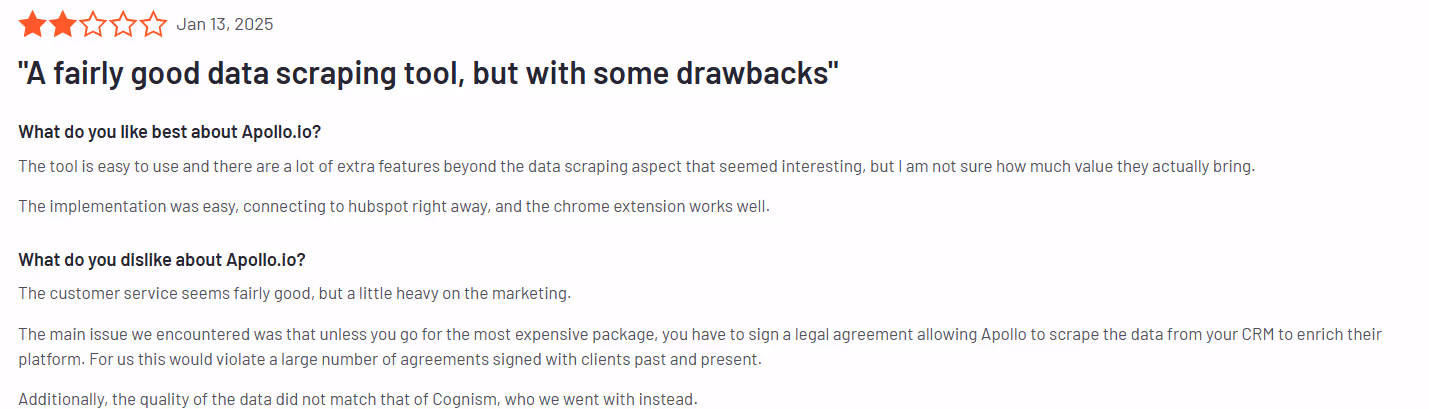 Apollo.io negative review