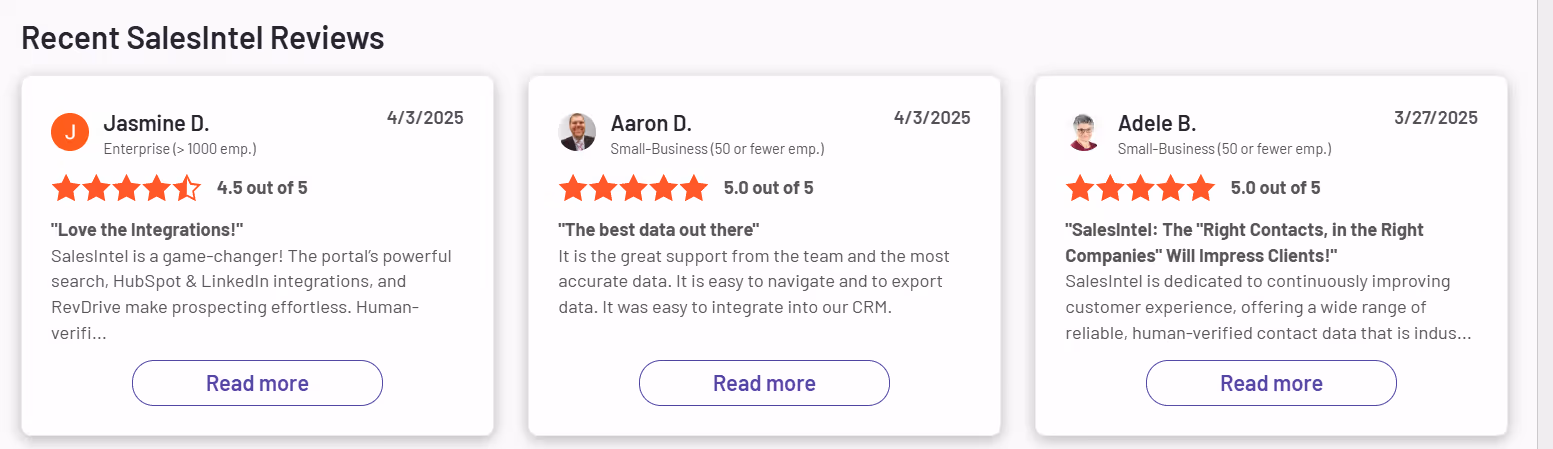SalesIntel review by Jasmine D.