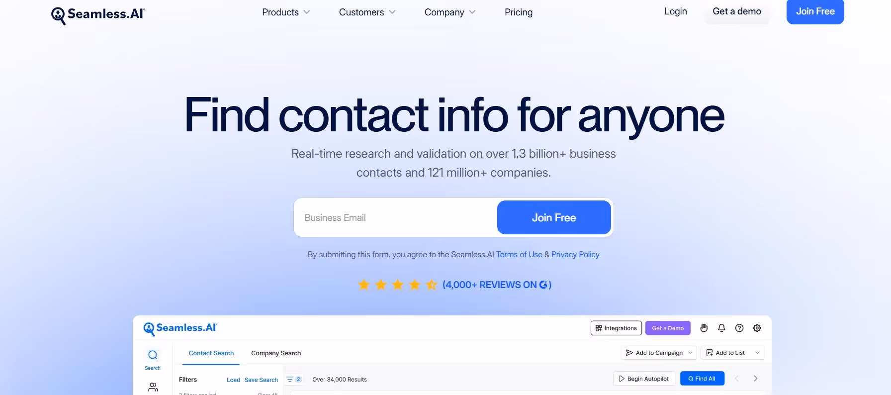 Seamless.AI homepage