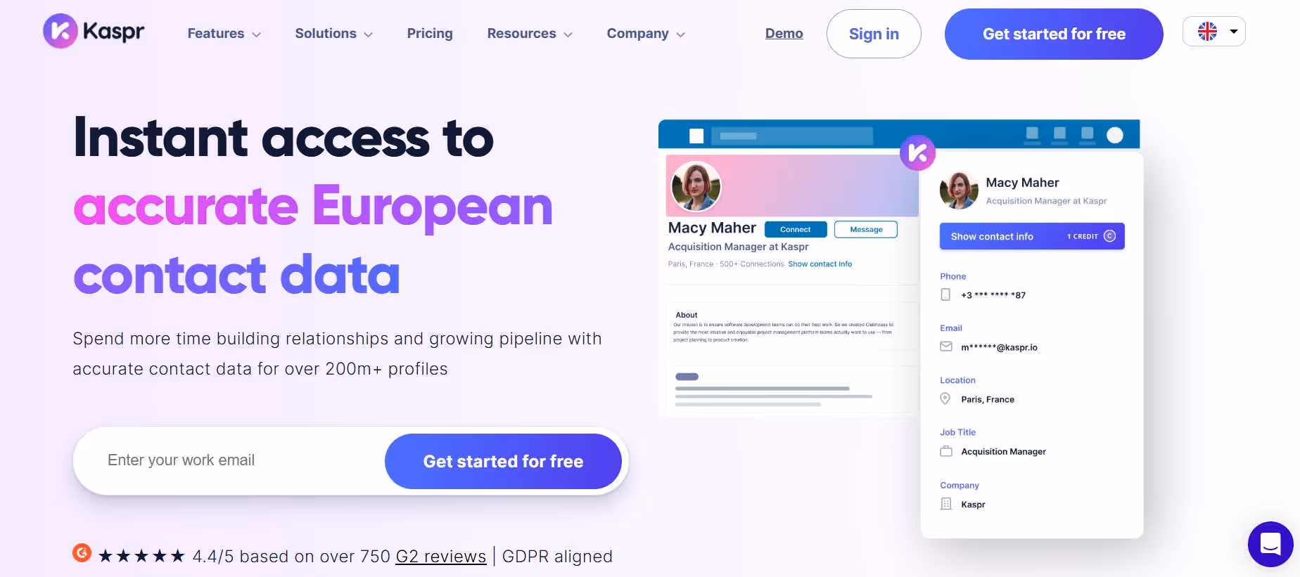 Kaspr website homepage