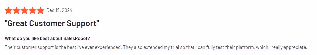 G2 review of salesrobot