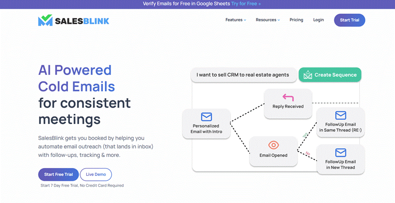 SalesBlink home page