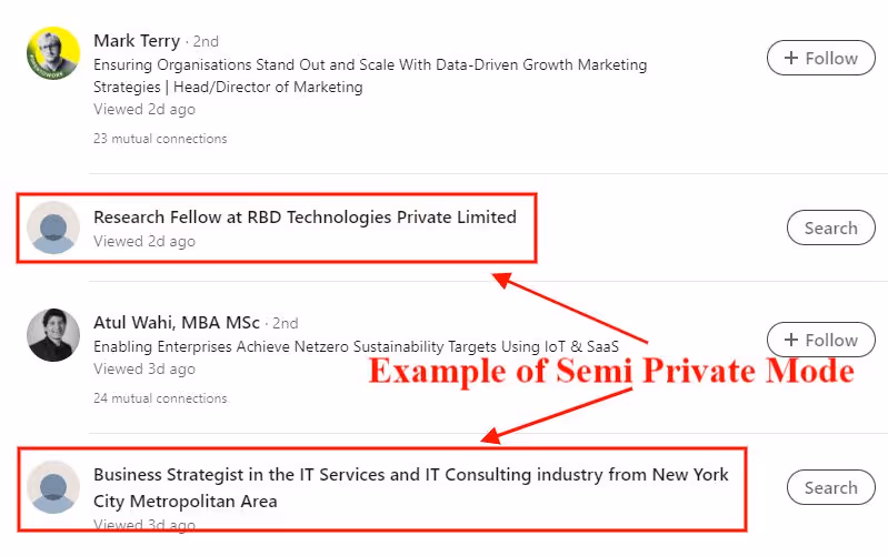 the example of people who search in Semi Private Mode. 