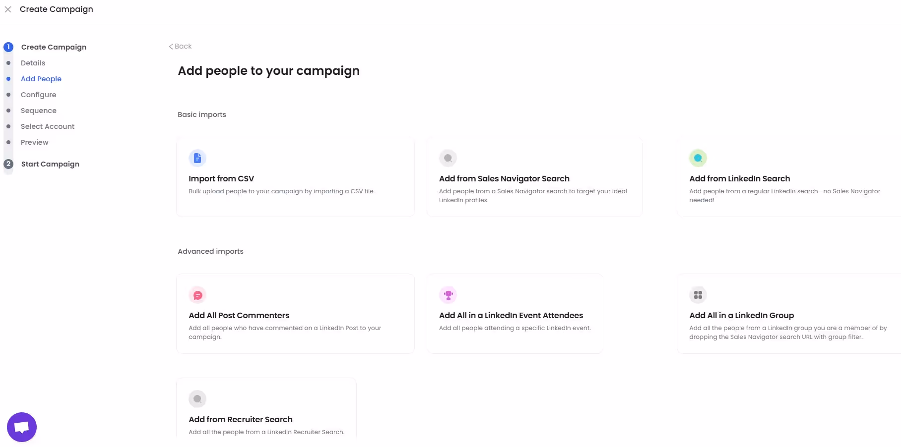 Options for pulling prospects in Salesrobot