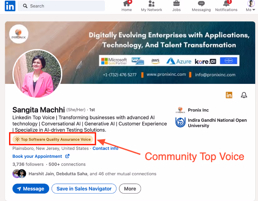 LinkedIn Community Voices badge
