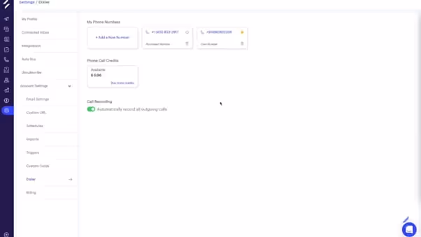 screenshot showing dialer options in salesgear.