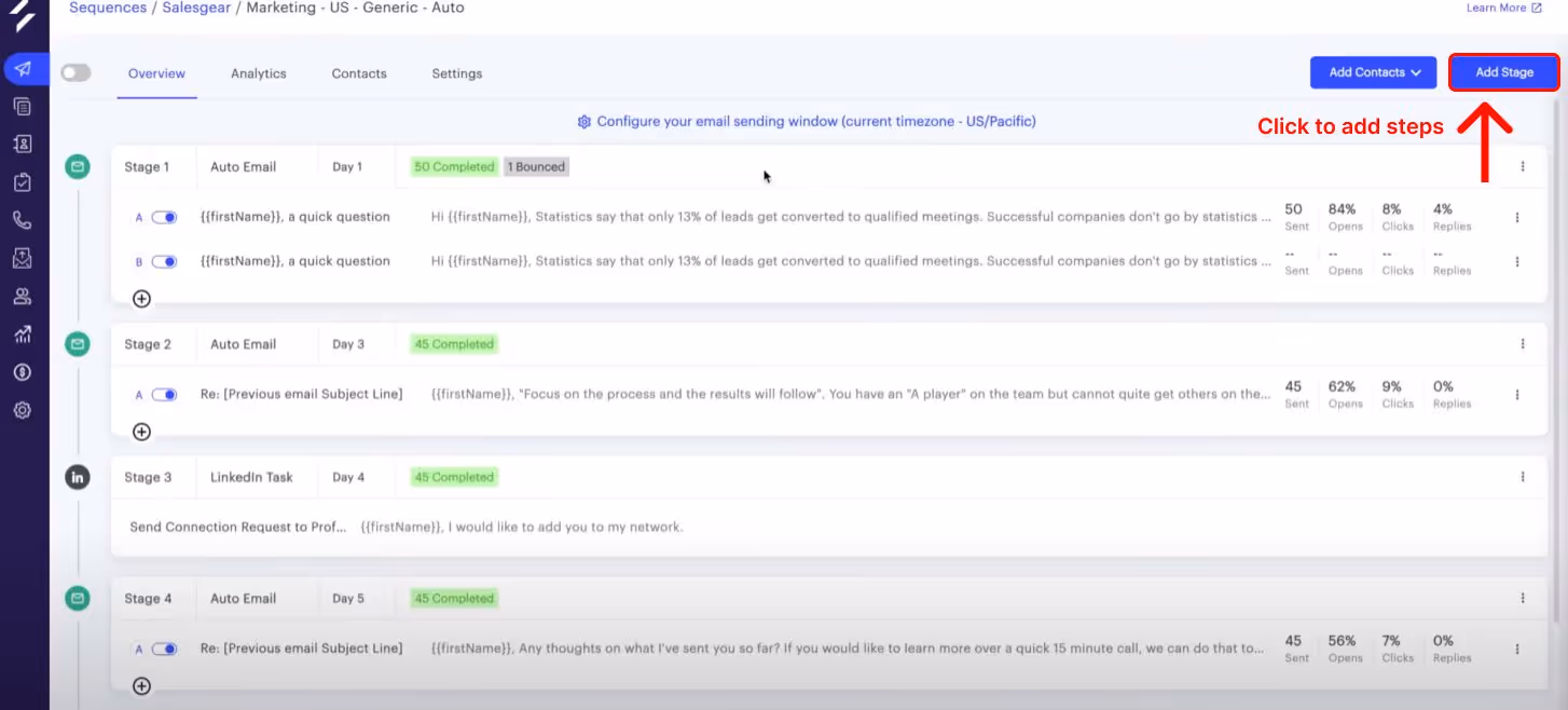 Salesgear message stages