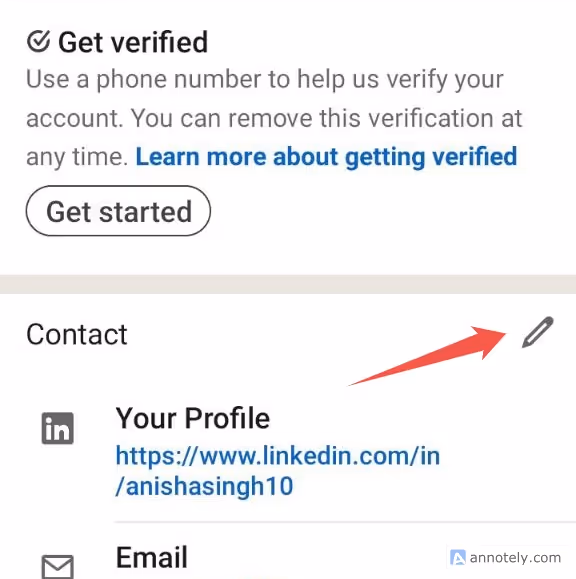 Linkedin url edit option