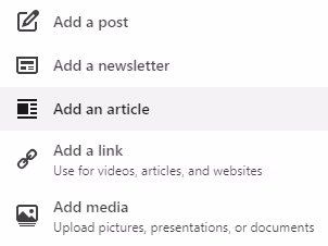 different options to add under featured section