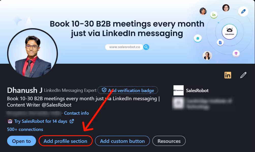 add profile section on linkedin profile