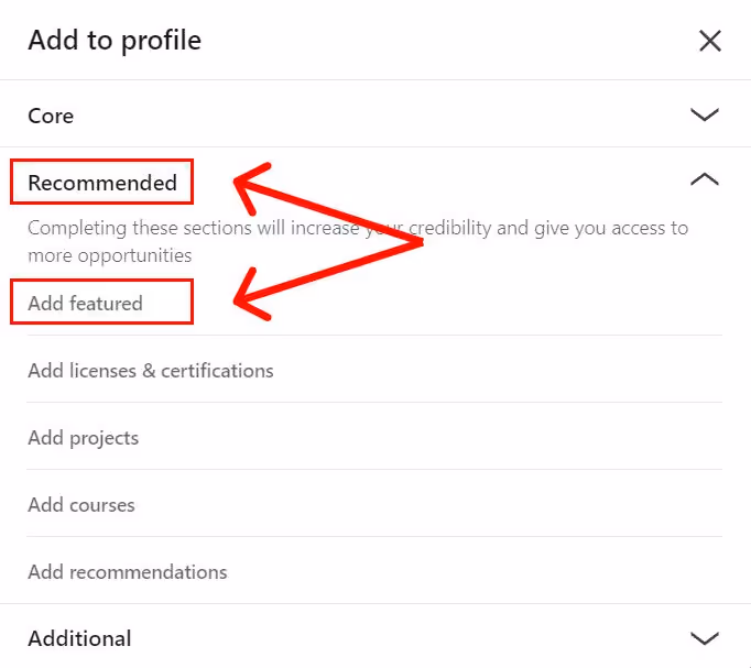 linkedin add to profile option