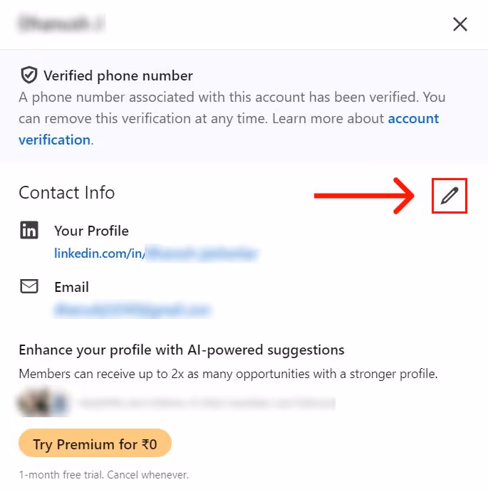 linkedin contact info edit