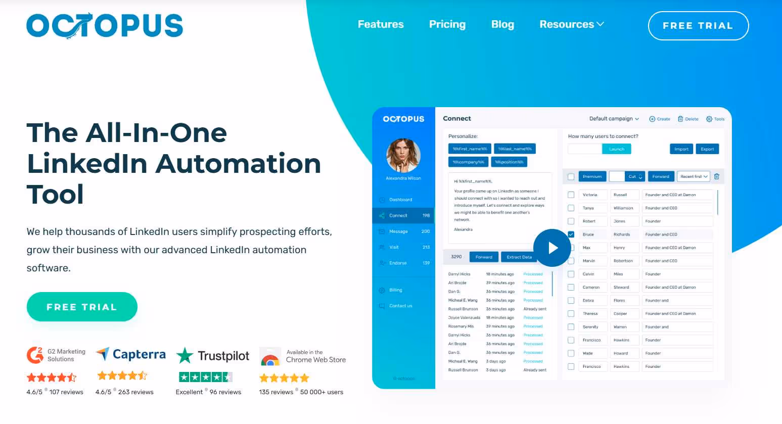Octopus CRM website homepage