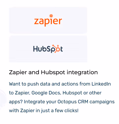Zapier and Hubspot integration logos.