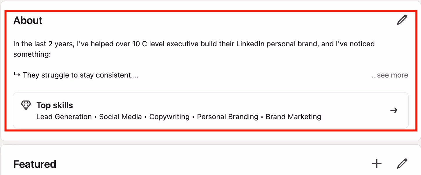 LinkedIn about section