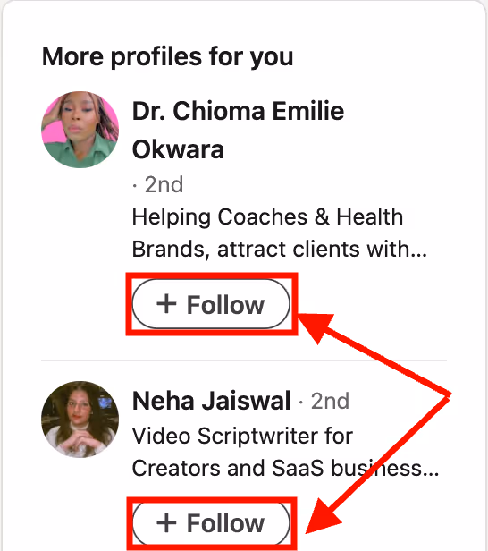 Similar profile to follow on LinkedIn