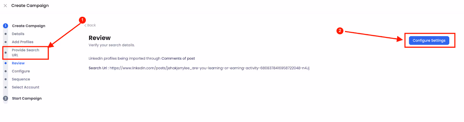 Step 4 to create new campaign on SalesRobot