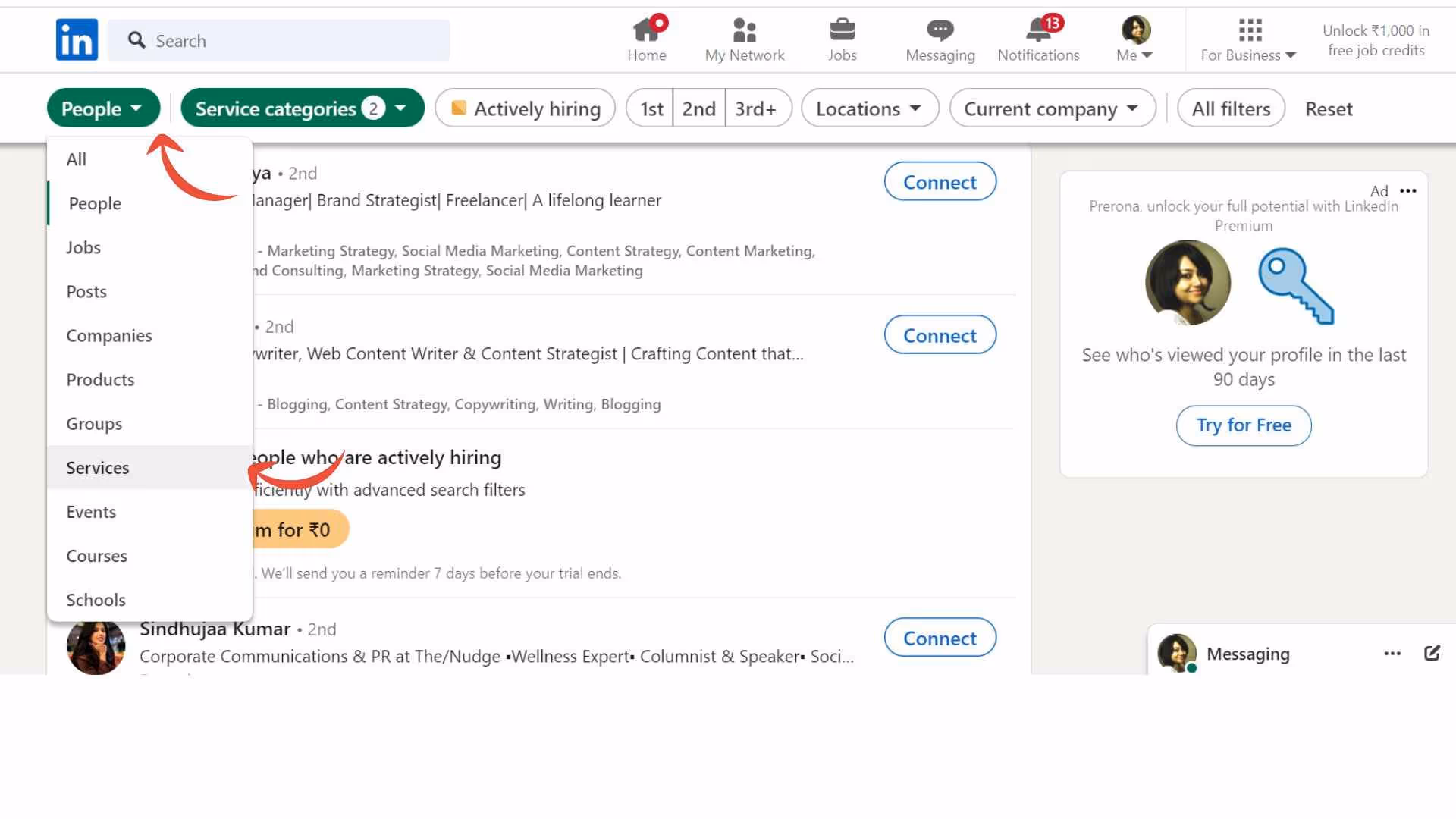 Drop down to under people tab.