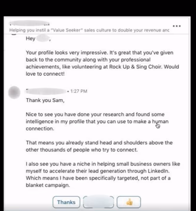 A positive reply from a Salesrobot client.