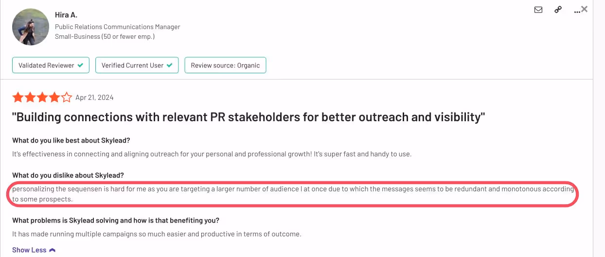 Negative interface review on G2