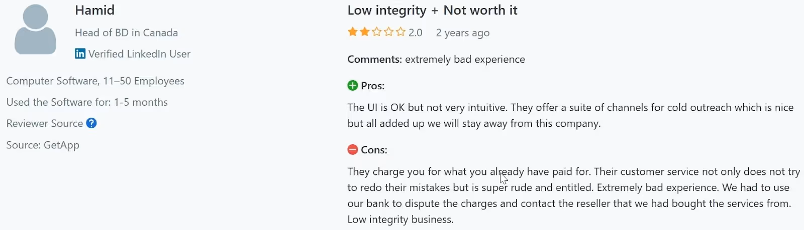 A Reply.io user leaves a bad review.