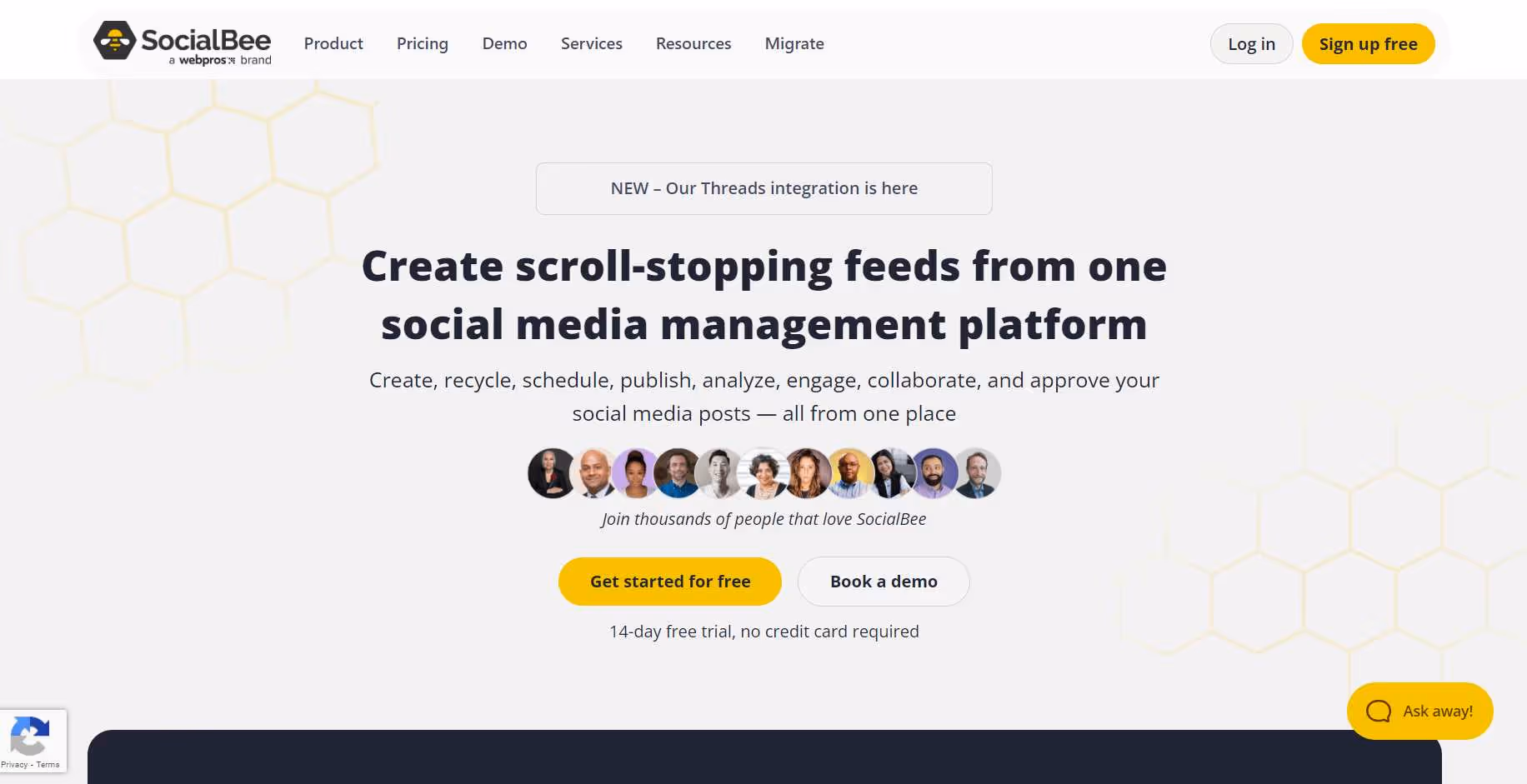 SocialBee homepage