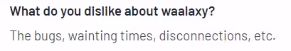 Negative user review of Waalaxy saying that the platform is buggy and slow